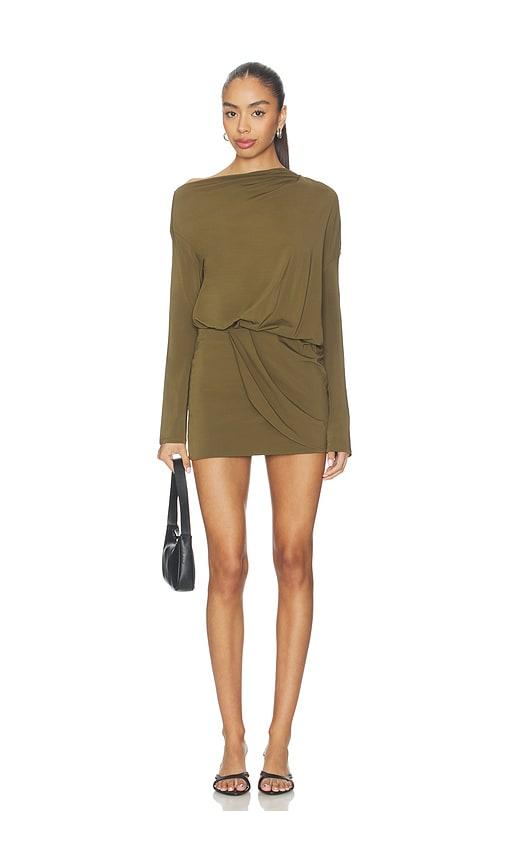 eaves desi mini dress in olive.
