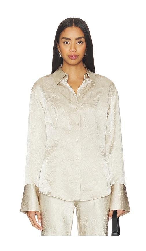 eaves freda slim shirt in metallic neutral.