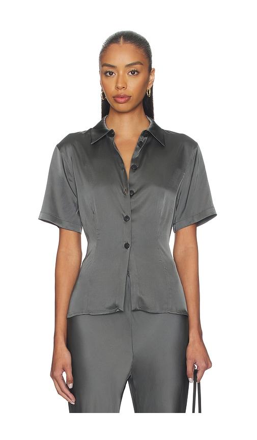 eaves groa cinched top in charcoal.
