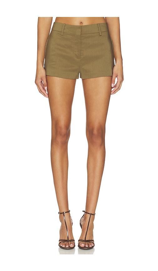 eaves ilya tailored micro short in olive.