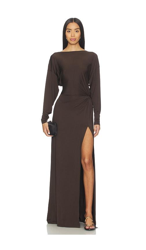 eaves ingrid gown in brown.