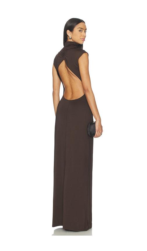 eaves ingrida gown in brown.