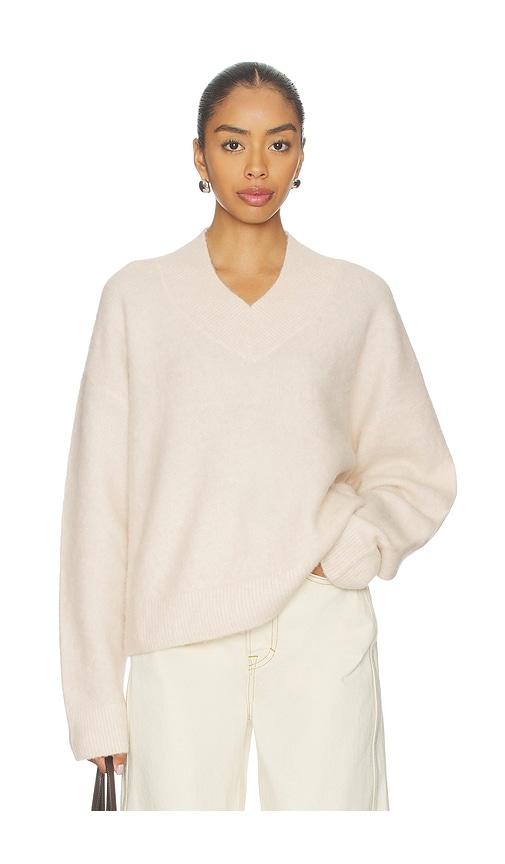 eaves jacquie v-neck sweater in ivory.