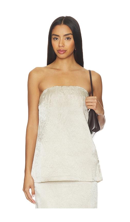 eaves kory top in metallic neutral.