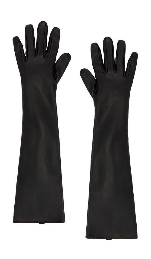 eaves leather gloves in black.
