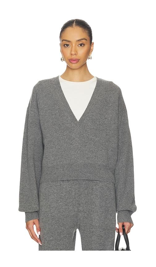 eaves lonne deep v-neck sweater in grey.
