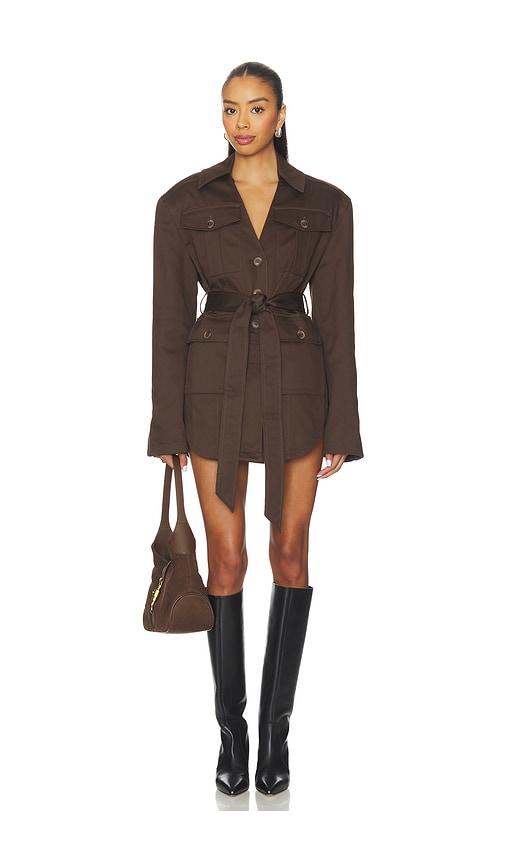 eaves lumi mini dress in brown.
