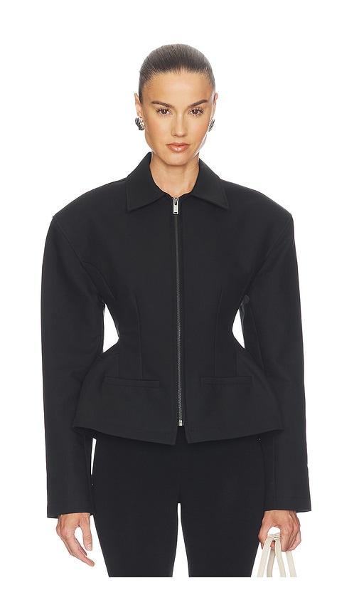 eaves lyza sculpted jacket in black.