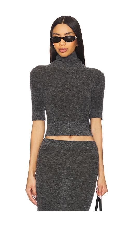 eaves mae knit top in charcoal.