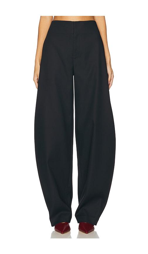 eaves mai sculptural compact suiting pant in black.