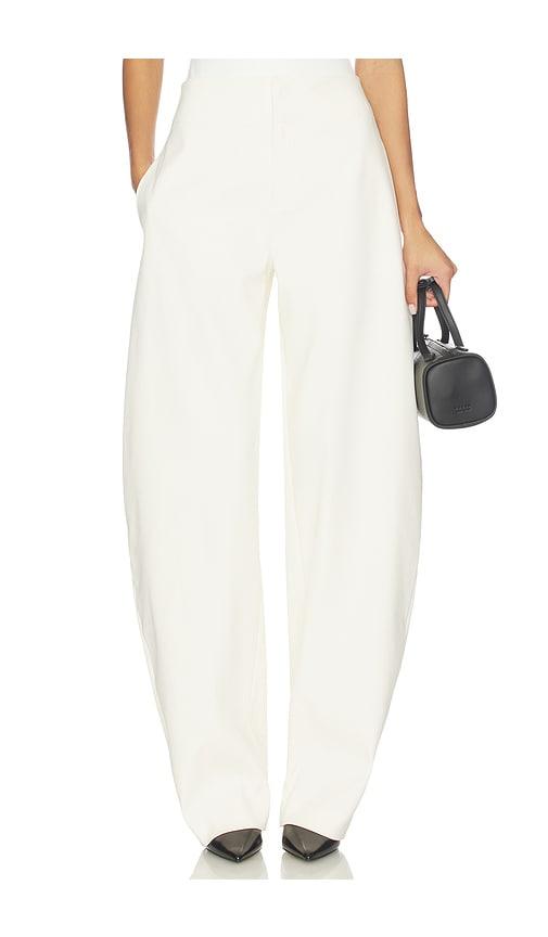 eaves mai sculptural compact suiting pant in ivory.