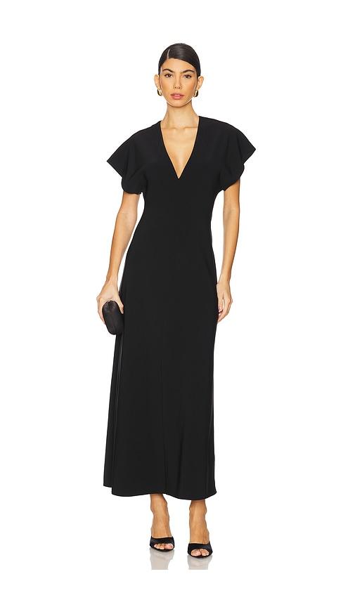 eaves malka midi dress in black.