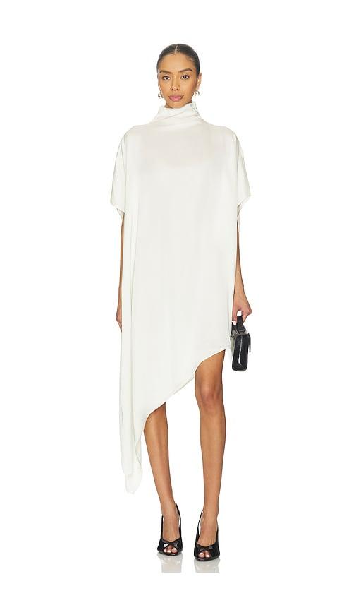 eaves noss asym mini dress in ivory.