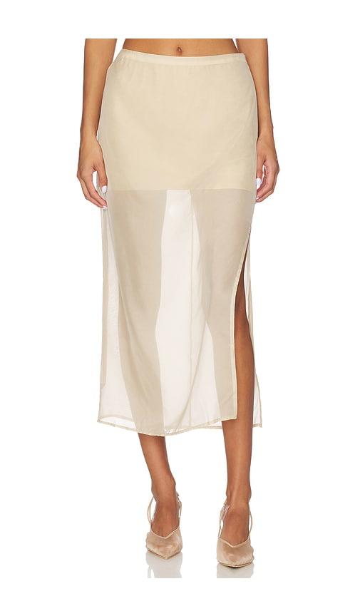 eaves osk midi skirt in beige.