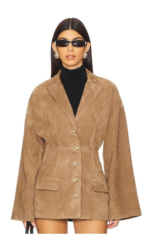 eaves salta suede jacket in tan.