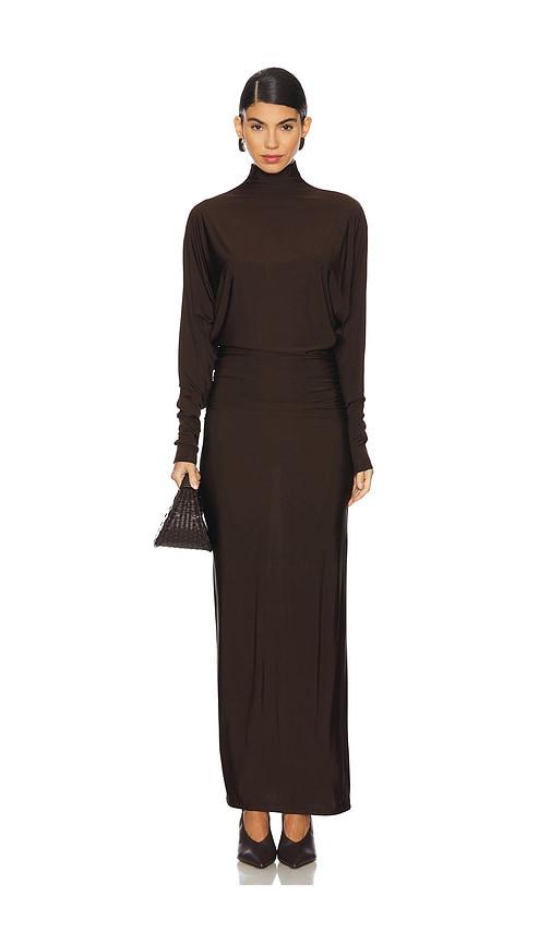 eaves shir dress in brown.