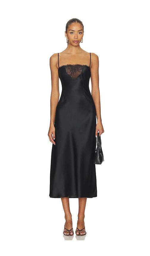 eaves sigrun maxi dress in black.