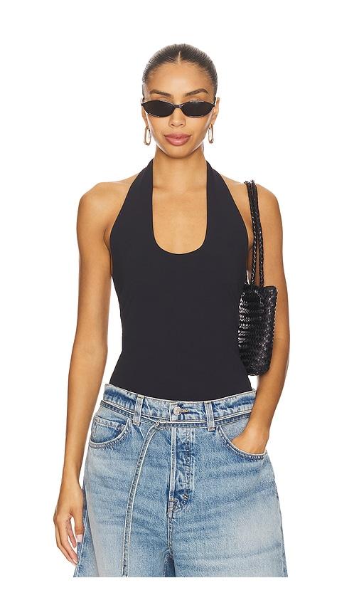eaves simeon halter top in black.