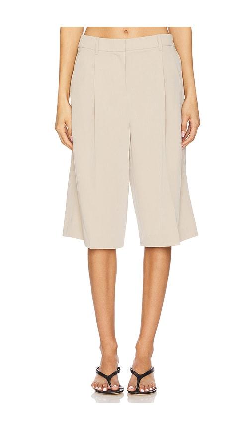 eaves tala bermuda short in beige.