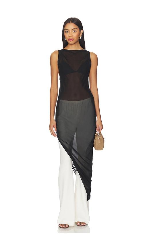 eaves via asym maxi dress in black.