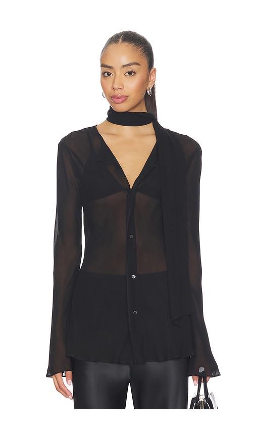 eaves via blouse in black.