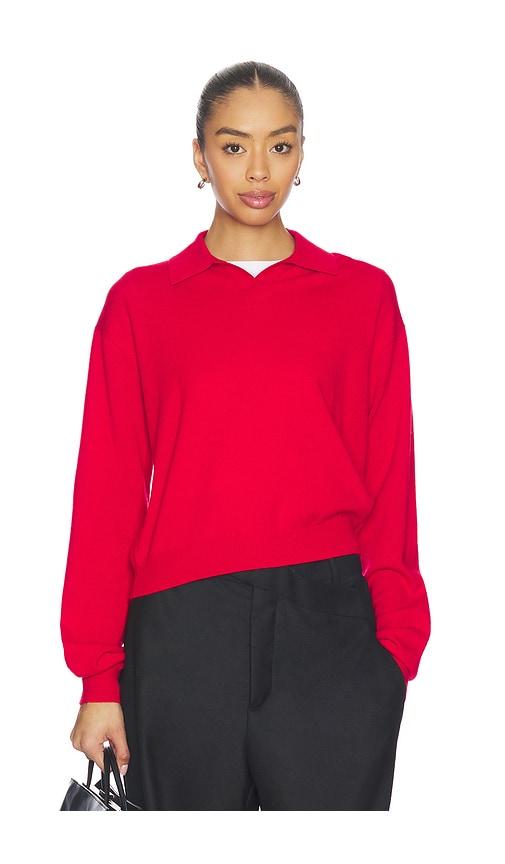 eaves whinifred knit polo in red.