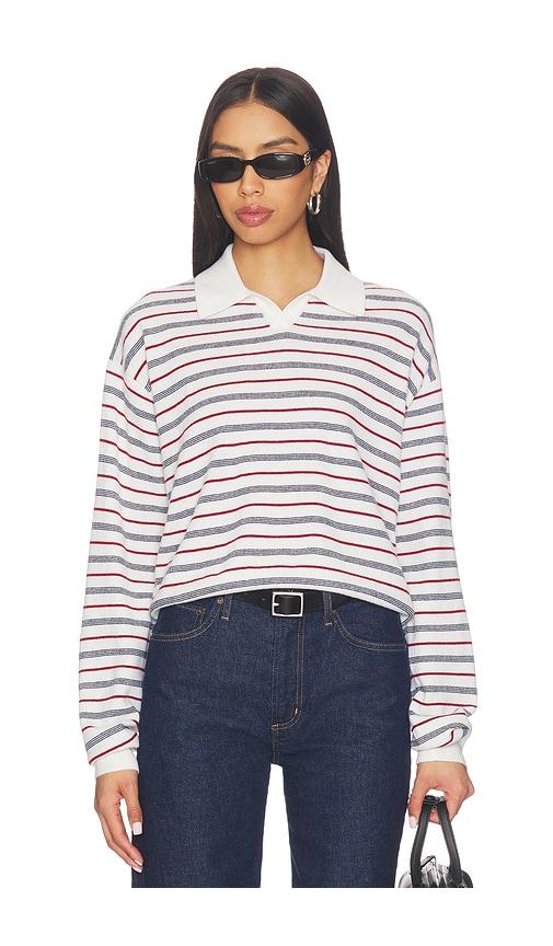 eaves whinifred knit polo in white,red.