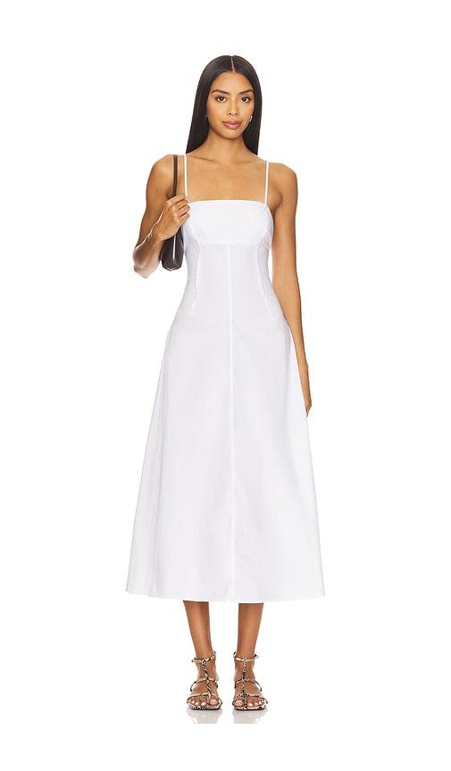 eaves x coco liah midi dress in white.