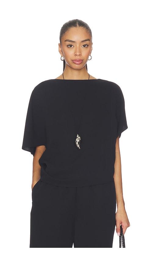 eaves x jasmine tookes greta polished crepe top in black.