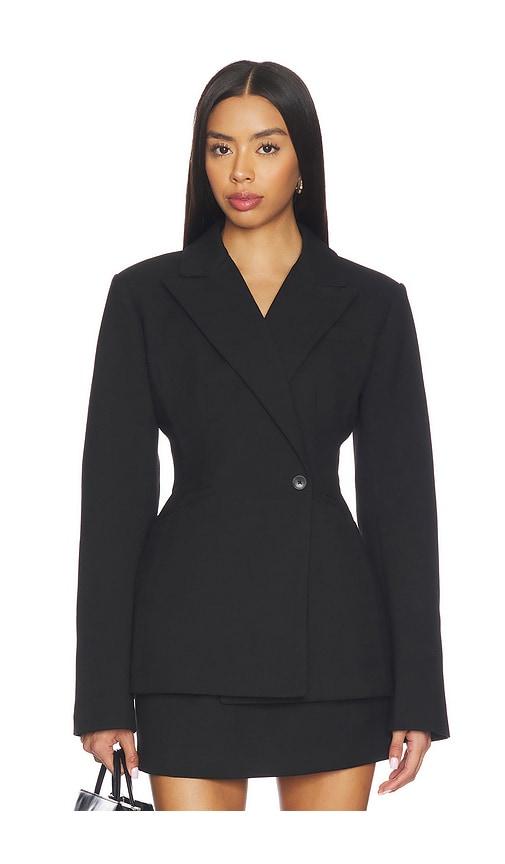 eaves x jasmine tookes kari classic suiting blazer in black.