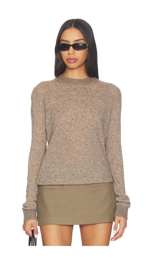 eaves x jasmine tookes kathryn light knit crewneck in taupe.