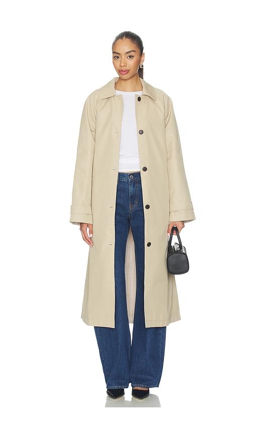 eaves x jasmine tookes lena car coat in beige.