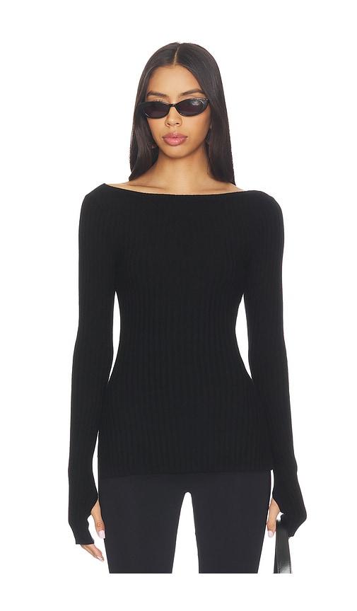 eaves x jasmine tookes nichole rib knit long sleeve in black.