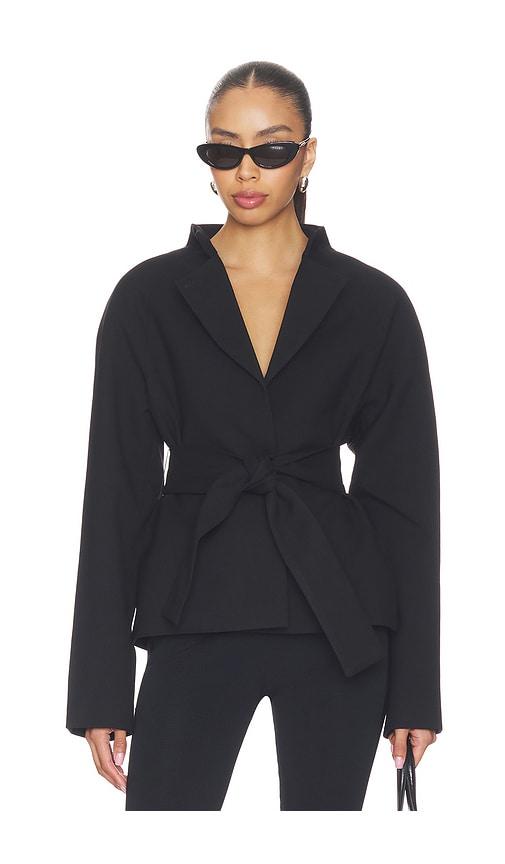 eaves x jasmine tookes rue classic suiting jacket in black.
