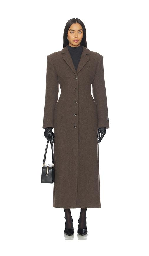 eaves yaron manteco wool coat in brown.