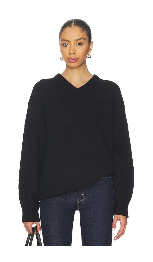 eaves zelia v-neck sweater in black.