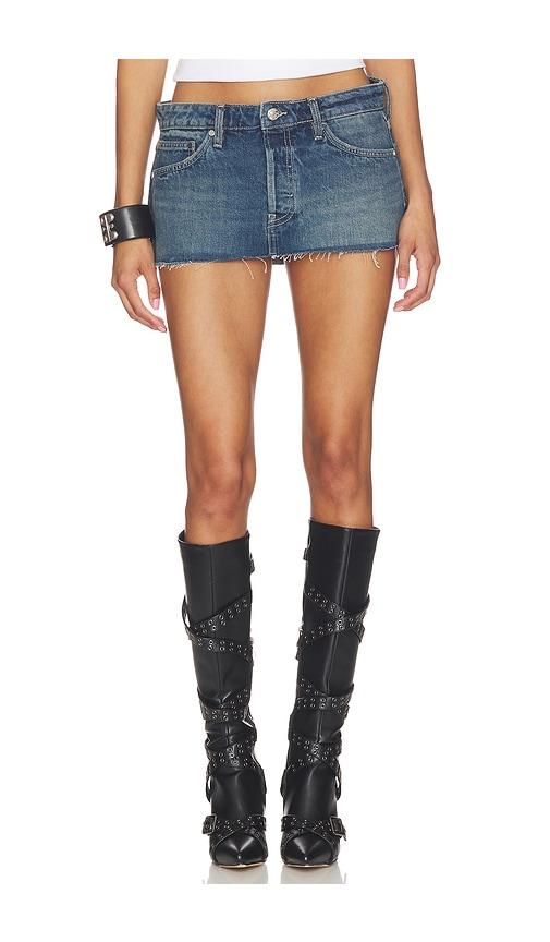 eb denim arden micro mini skirt in blue.
