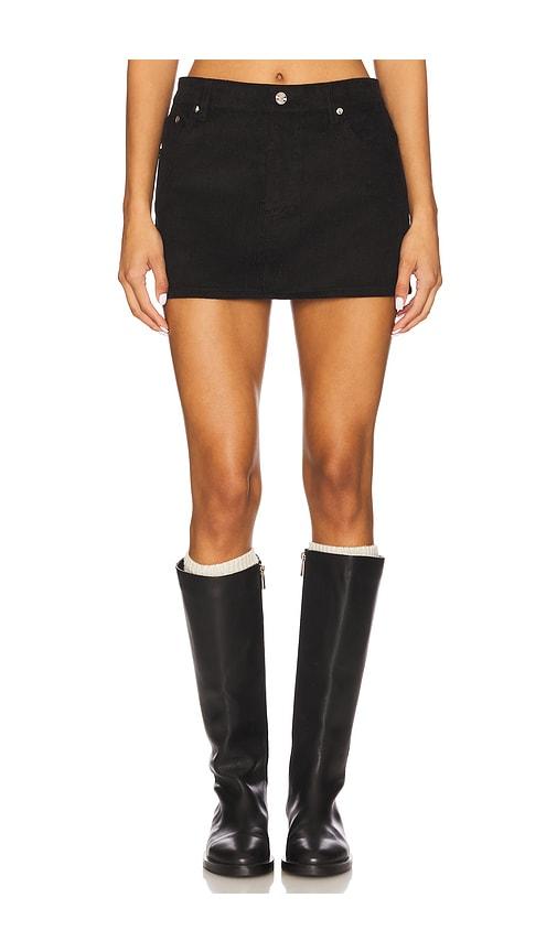 eb denim cherry mini skirt in black.