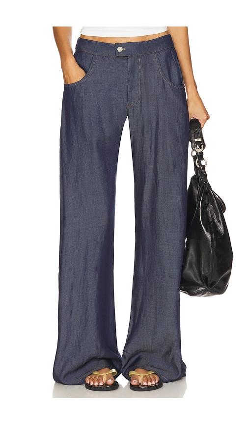 eb denim eddie bowed pant in blue.