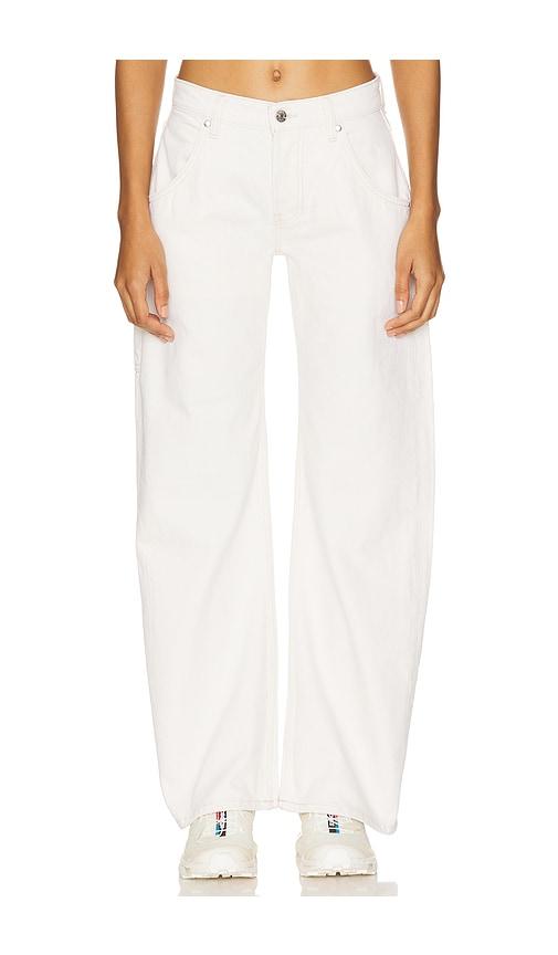 eb denim enzo mid rise carpenter wide leg jeans in white.