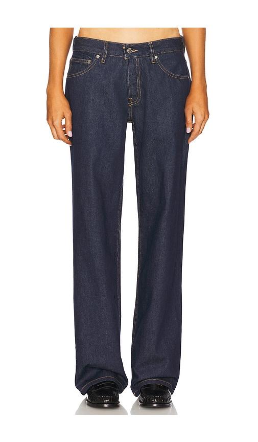 eb denim low rise baggy jeans in blue.