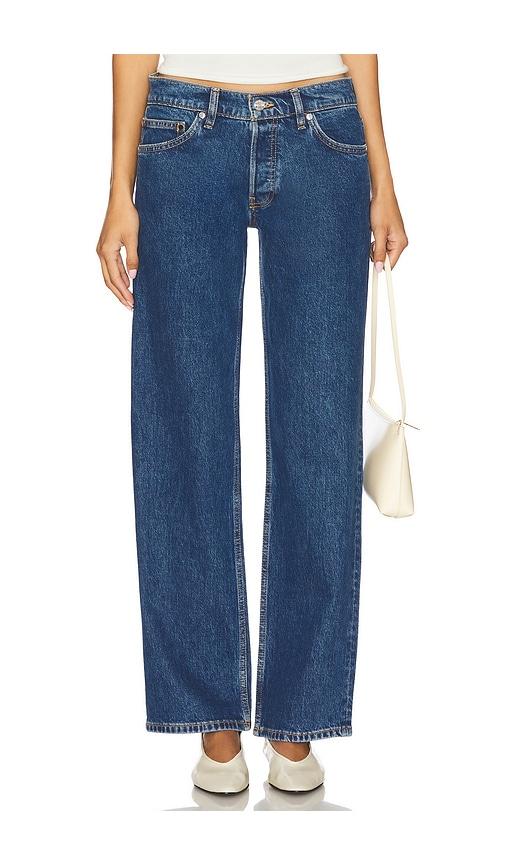 eb denim low rise baggy jeans in blue.