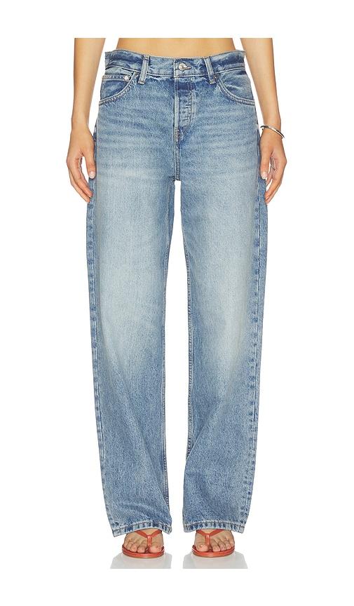 eb denim mid rise baggy jeans in blue.