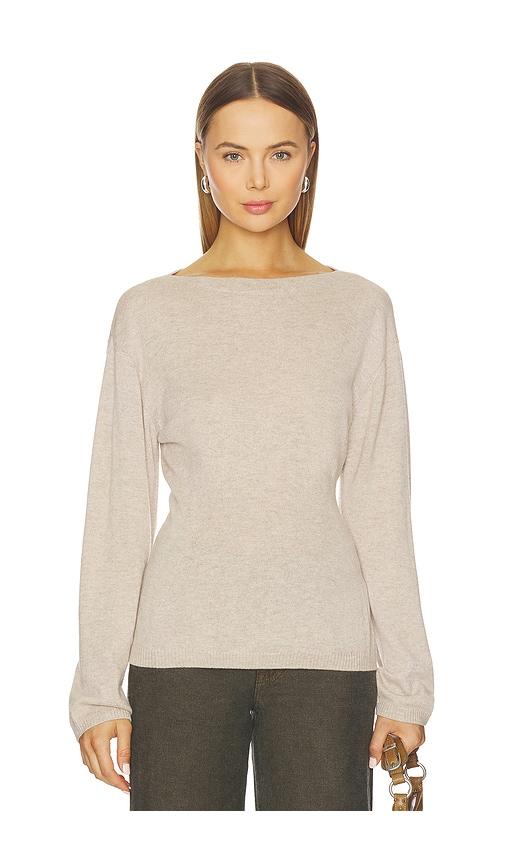 eb denim millie boat neck sweater in beige.