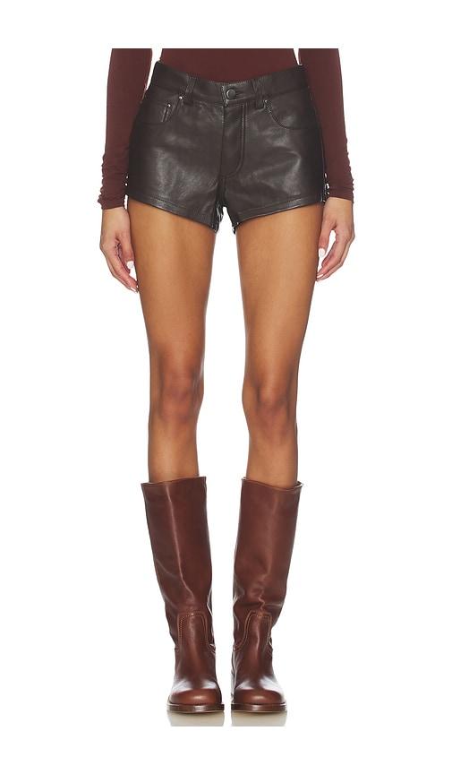 eb denim portman low rise short in brown.