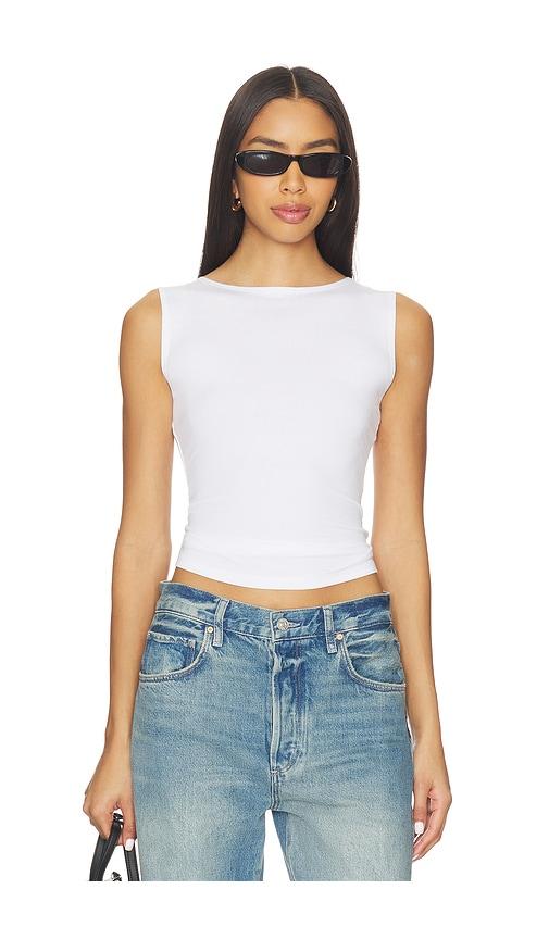 eb denim south beverly tank top in white.