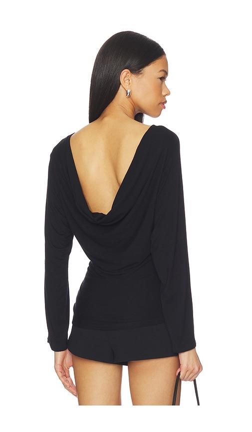 eb denim zinnia long sleeve top in black.