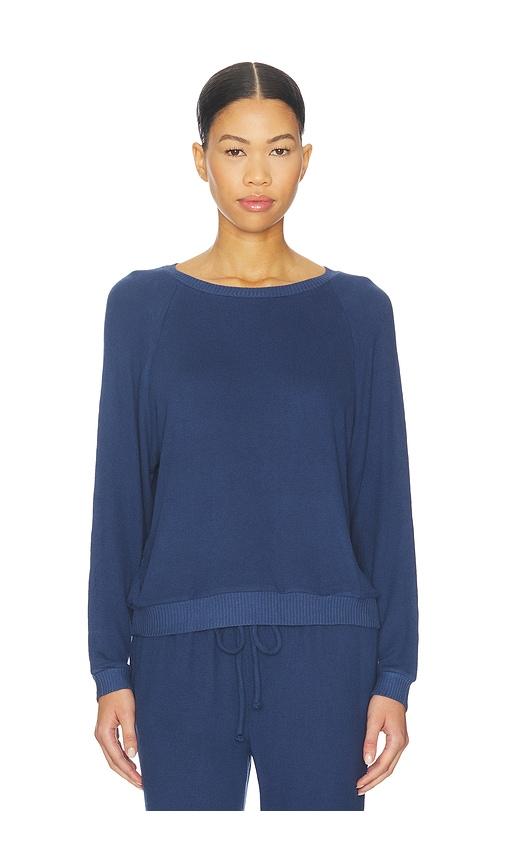 eberjey cozy time crew neck pullover in navy.