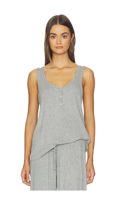 eberjey dream rib vneck tank top in grey.