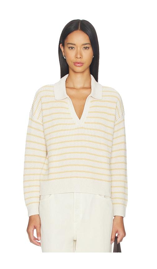 eberjey fine gauge polo top in white,yellow.